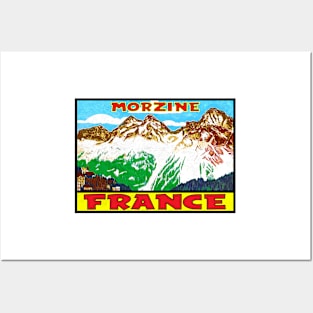 SKIING MORZINE FRANCE VINTAGE TRAVEL SKI MOUNTAINS Posters and Art